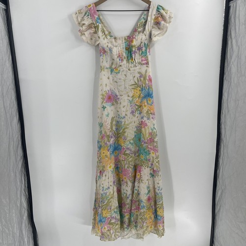 Pre-owned Spell And The Gypsy Collective Spell & The Gypsy Collective Lei Lei Frill Gown Maxi Dress L In White