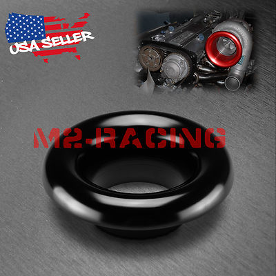 3.5'' Black Short Ram Cold Air Intake Turbo Horn Aluminum Velocity Stack Adapter