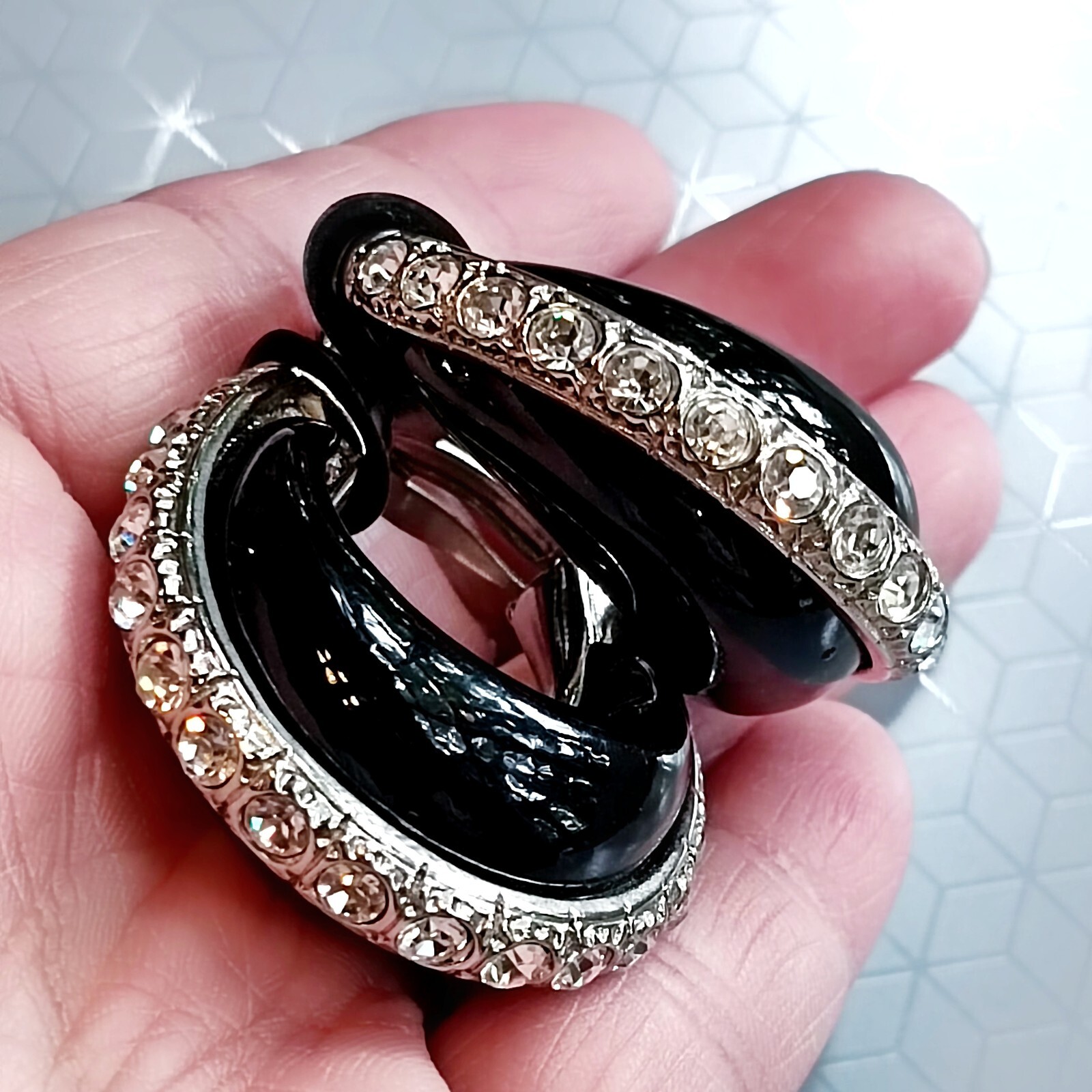 Yves Saint Laurent Clip On Black Earring With Crystals | eBay