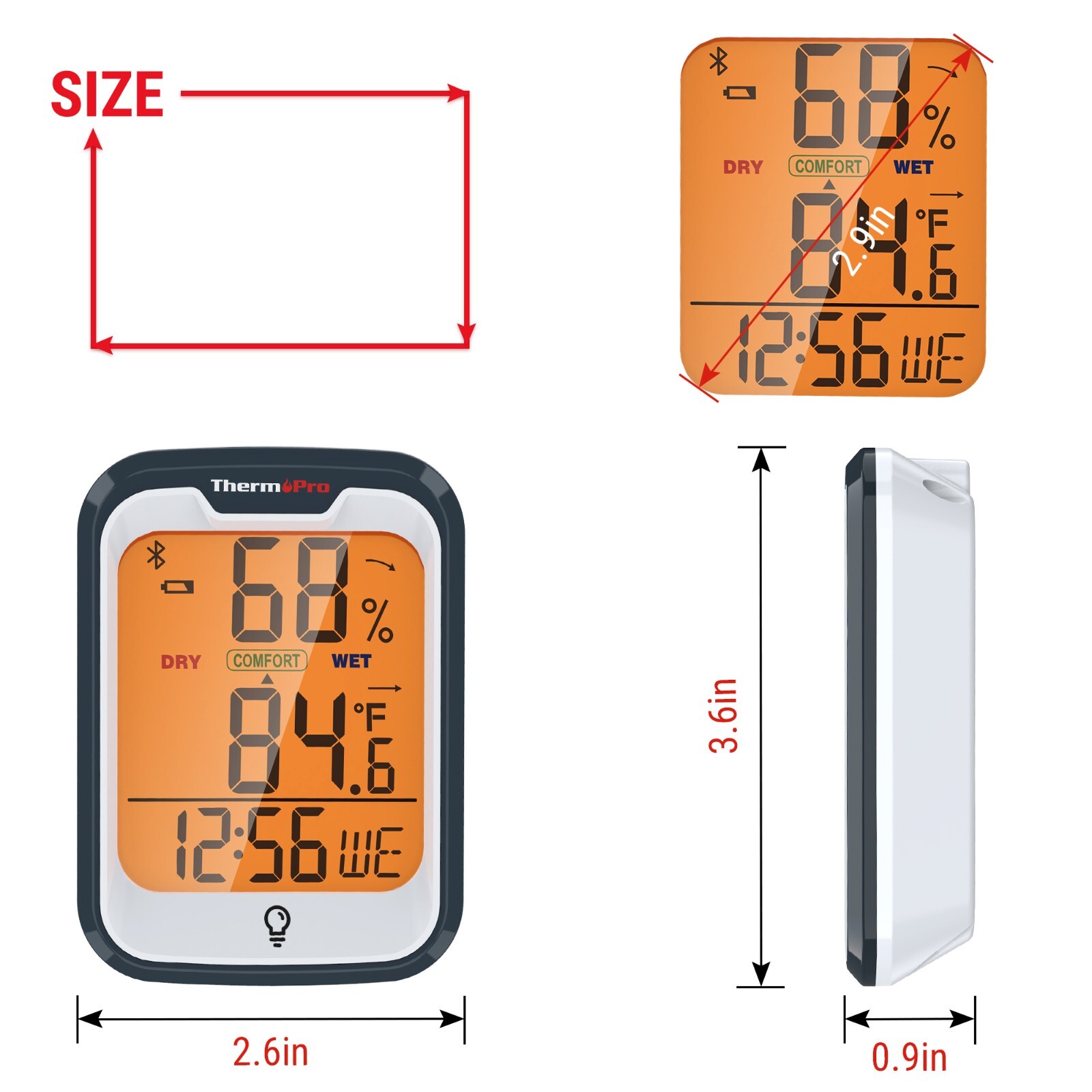 ThermoPro TP358W  Bluetooth Hygrometer Indoor Thermometer for Home Greenhouse