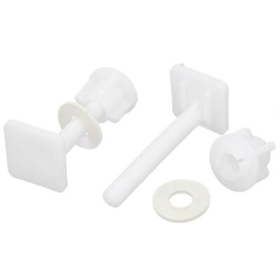8mm Thread Square Shaped Toilet Seat Hinge Bolts Nuts White 2pcs