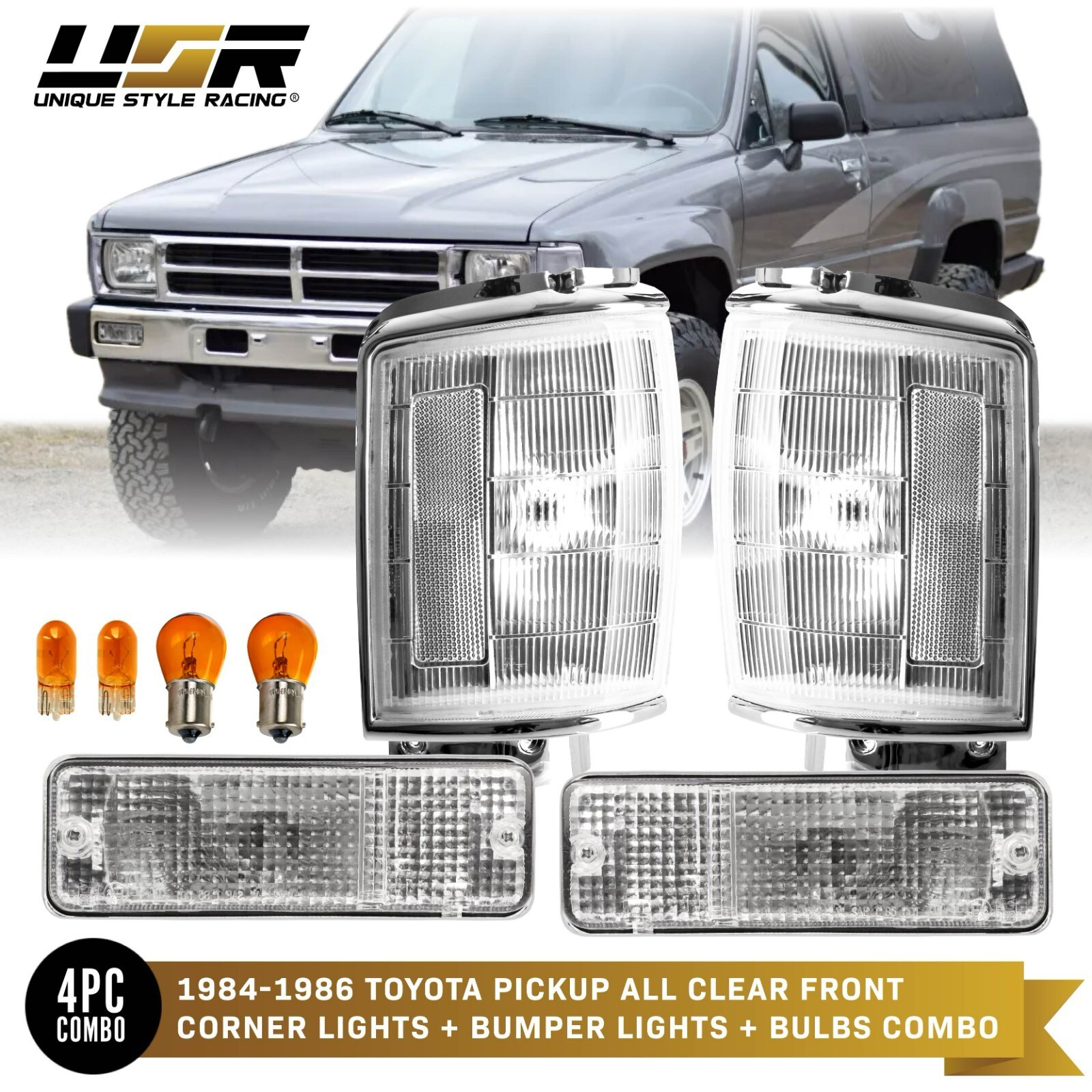 DEPO Clear Corner+Bumper Signal Lights For 1984-1986 Toyota