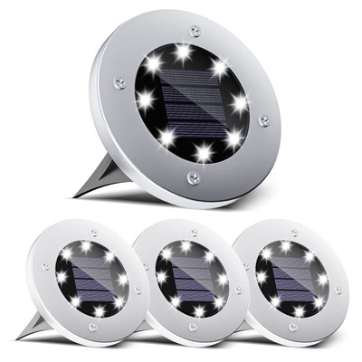 , 4pack 8 Led Solar Garden Lights, Disk Lights Wa...