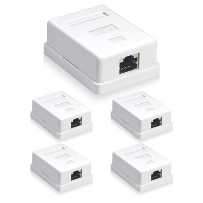 Cat6 RJ45 Surface Mount Box Shielded 1-Port, with UTP Cat6/Cat5e/Cat5 Strande...