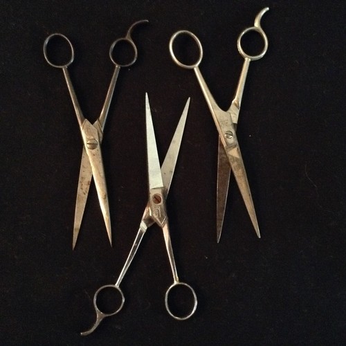 3 PAIR VINTAGE BARBER SCISSORS  ITALY, GERMANY A. SCHMIDT, GERMANY SEARS
