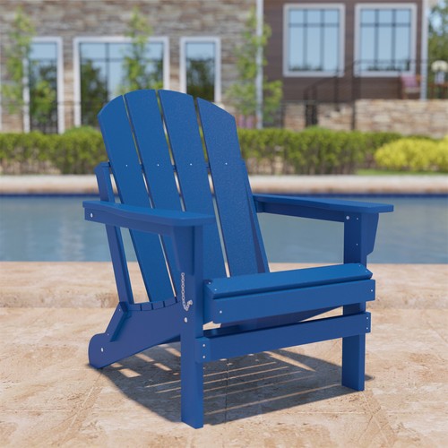 Folding Adirondack Chair Patio Outdoor Poly Material Fire Pit Chair All-Weather