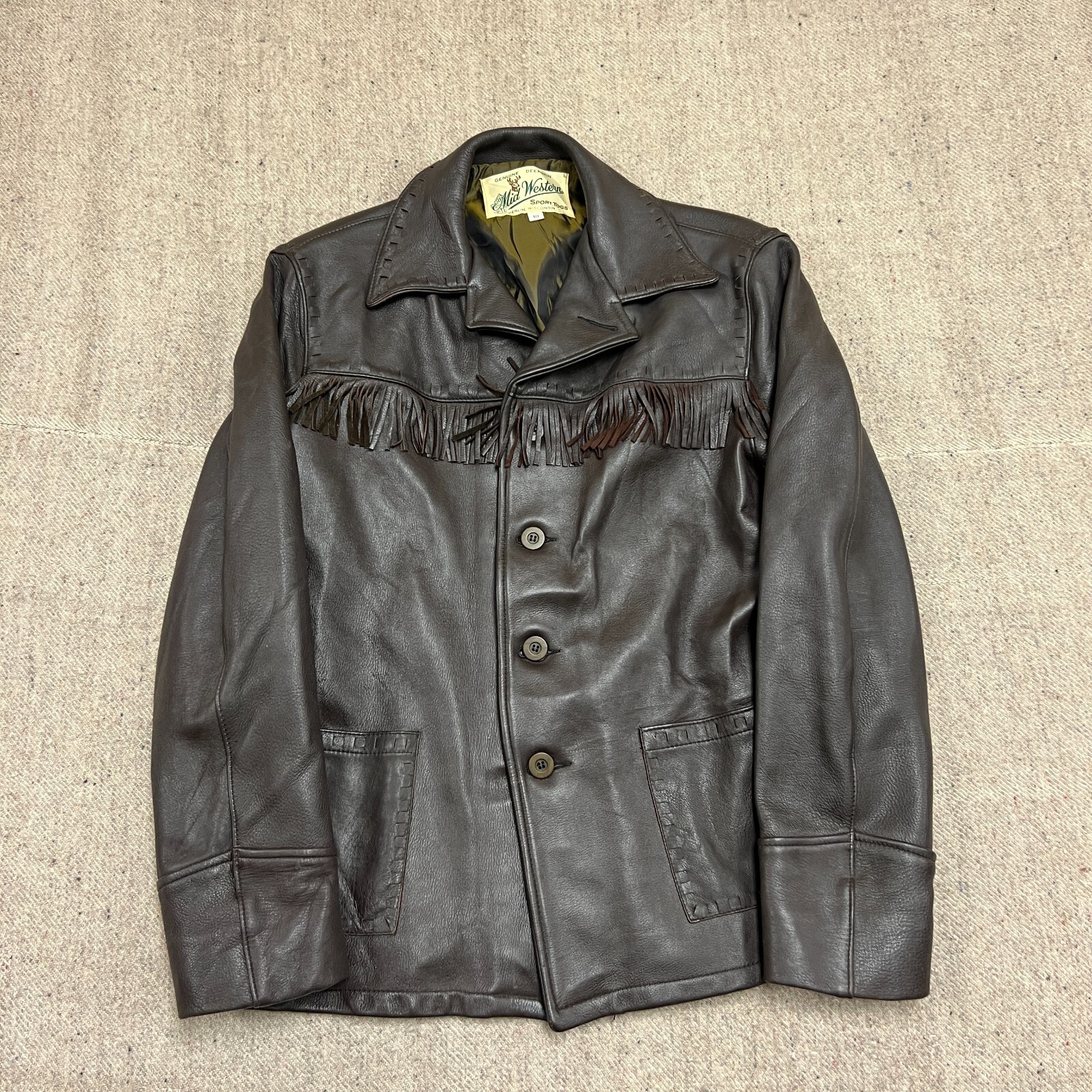Vintage Midwestern Sport Togs Leather Jacket Mens 40 Brown