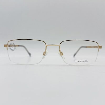 Eyeglasses Men Women Square Gold Half-Rim TITANFLEX 820920 NEW