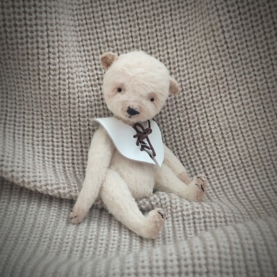 Ooak teddy bear vintage style, stuffed animal. White teddy bear. Handmade bear.