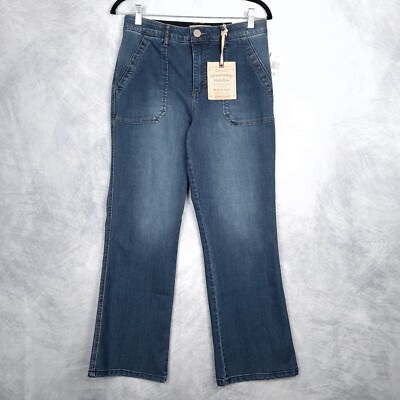 Democracy Ab Technology Jeans Womens 8 Blue High Rise Wide Ankle Mold &Hold