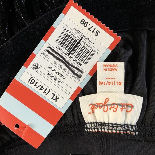 Cat Jack Girls Sparkle Velvet Elastic Skirt Size XL 14/16 Black NWT