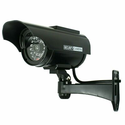 4X Solar Powered Dummy Surveillance Security Camera CCTV LED Record Light -Black