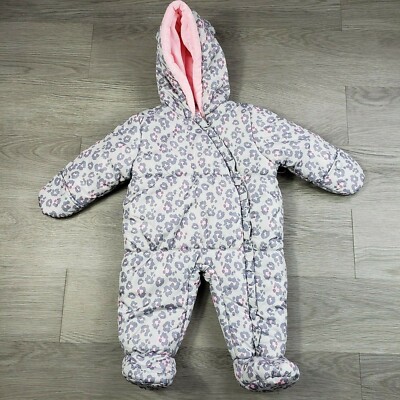 Carters 6 Months Snowsuit Animal Print Hide Away Mittens