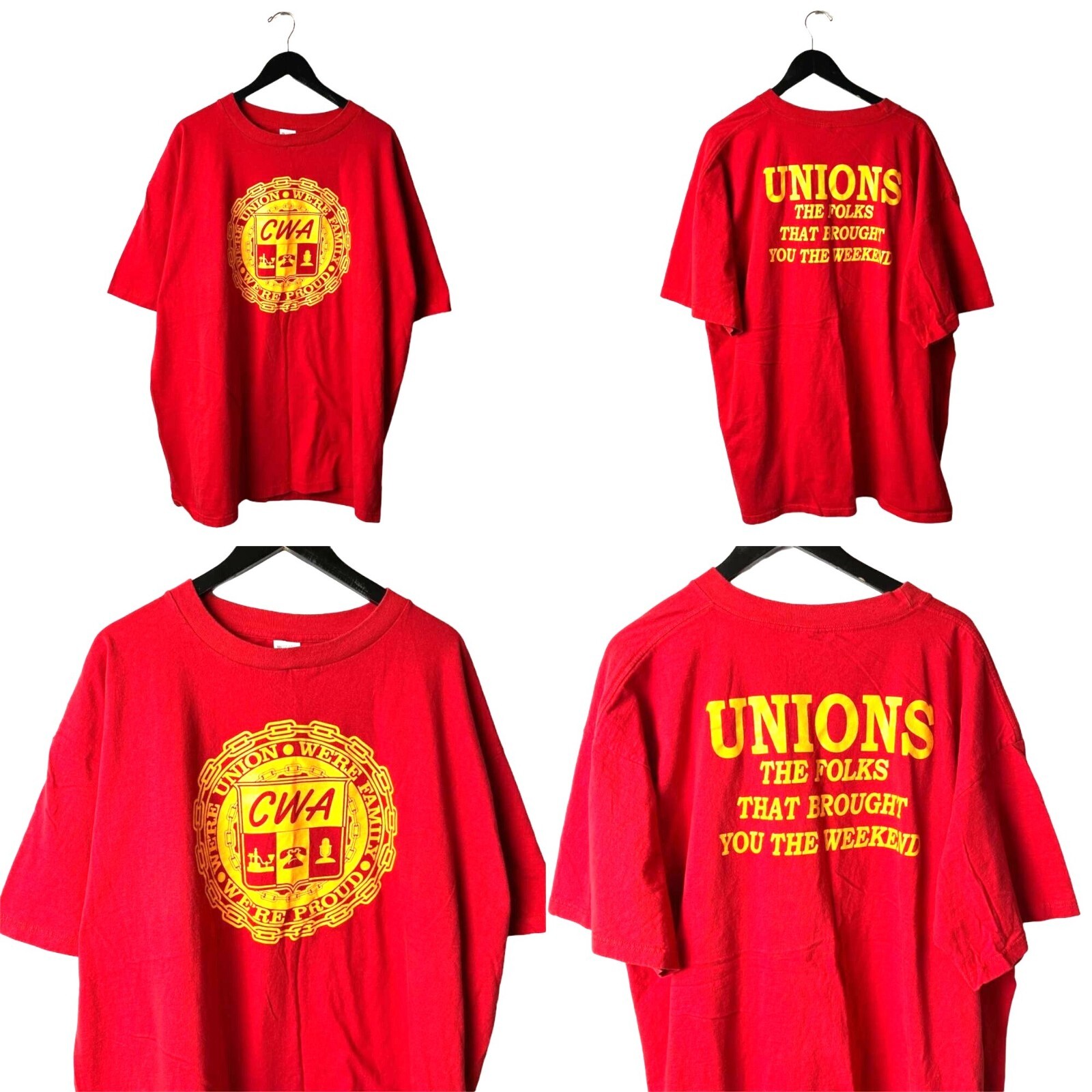 CWA Union Rock BEST Tシャツ XL Vtg Red CWA Union Strong Red Men's Tees XL Made in USA 50/50