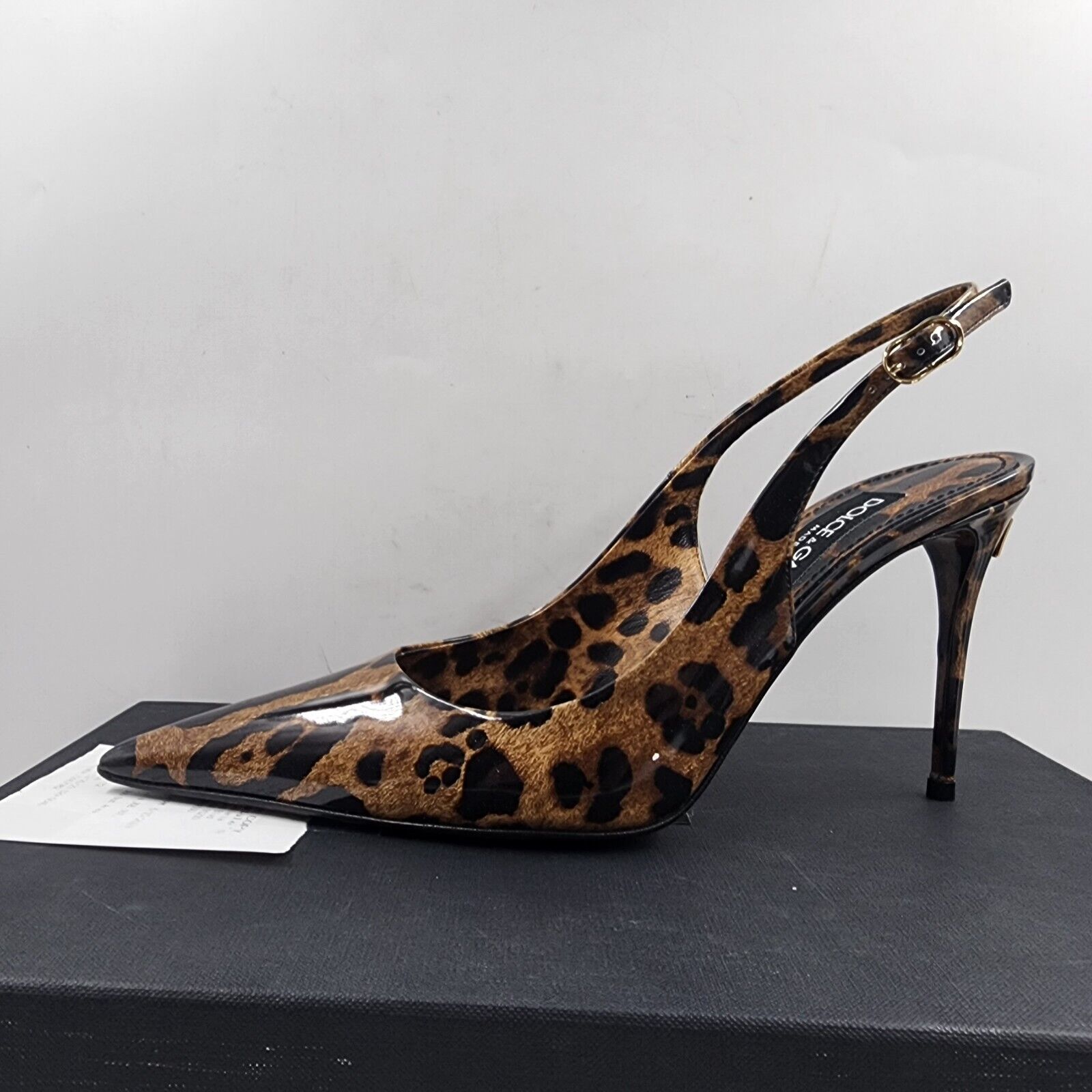 Pre-owned Dolce & Gabbana Leopard Print Slingback Pumps Women's 39/9us Brown Buckled