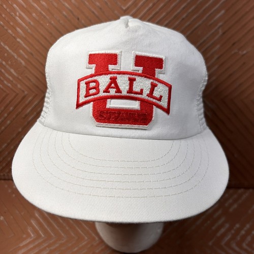 Vintage 90s Ball U State University SnapBack Hat Cap Mesh Ba