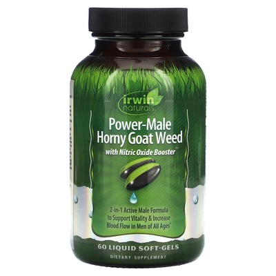 Power-Male Horny Goat Weed, с усилителем оксида азота, 60 мягких капсул с жидкостью