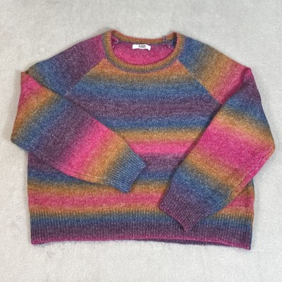 Steve Madden BB Dakota Women's Large Multi Color Ombre Sweater Very Soft Rainbow
