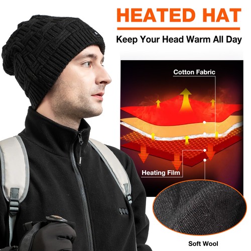 DUKUSEEK Heated Hat Electric Winter Heated Beanie Hat,Rechargeable Battery 2023