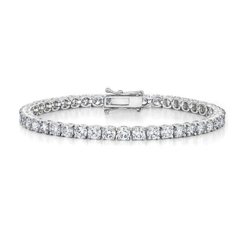 10.00ctw Simulated Diamond 14k White Gold Plated Silver Tennis Bracelet 7" Inch