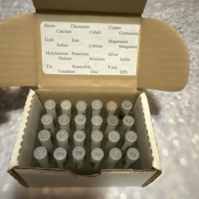 Natural Mineral 0.1 Oz. Vials 24 Gold Silver Magnesium Iron Copper Platinum Zinc