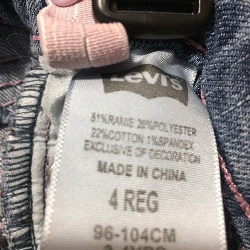 Levis Blue Jeans Size 4 Reg 3-4 Yrs Pink Thick Stitching Stretch Boot Cut