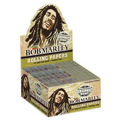 Bob Marley Unbleached Hemp Cigarette Rolling Papers King Size (Full Box of 50)