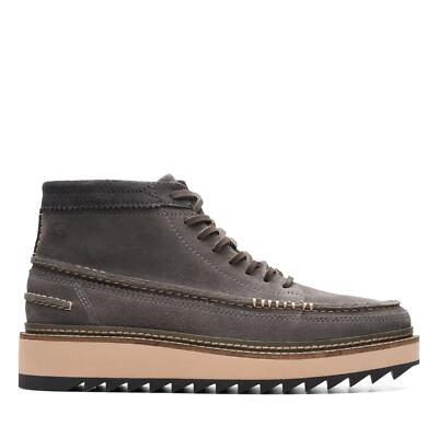 Clarks Mens Clarkhill Mid Grey Oiled Suede Casual Boots