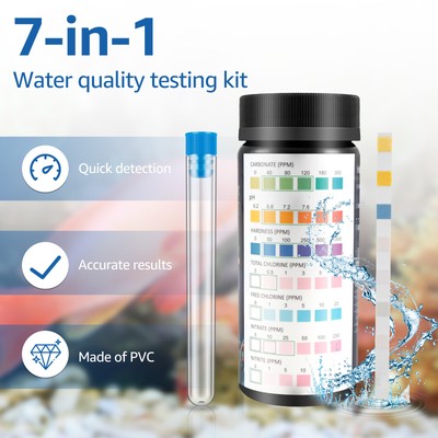 100Pcs Aquarium Test Strips 7 in 1 Fish Tank Test Kitwith Test Tube Fast xiaZH
