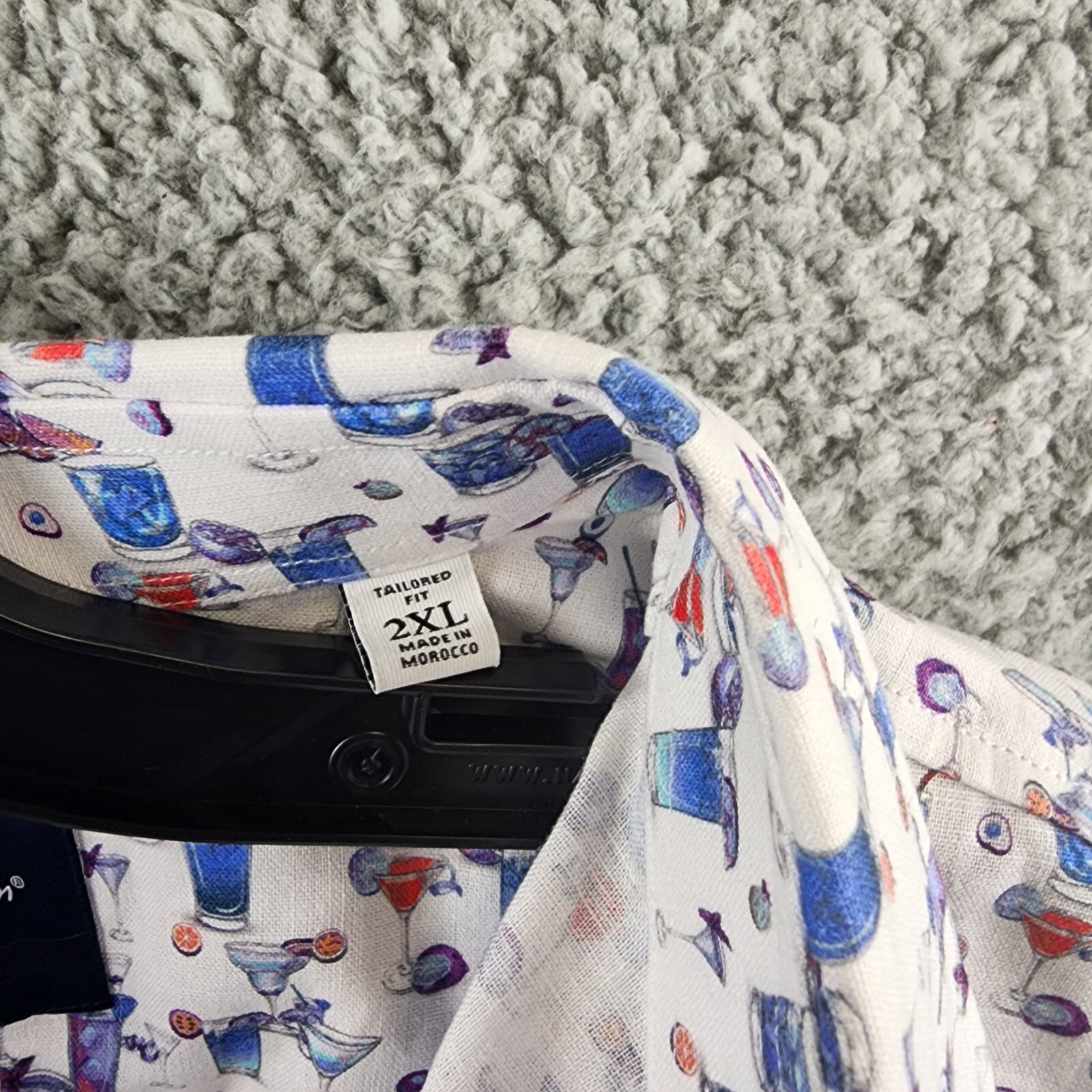 Robert Graham Blue Hawaiian Linen Blend Button Up Shirt Men's 2XL Multi Printed - Picture 6 of 15