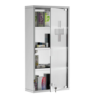 Edelstahl Medizinschrank Arzneischrank Erste Hilfe Schrank 4 Fächer