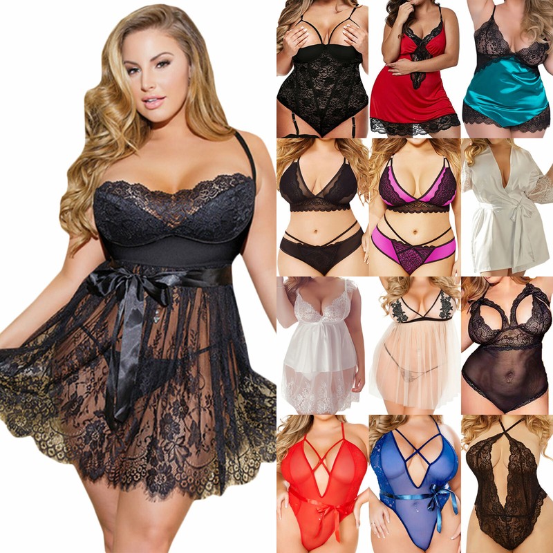 Damen Sexy Übergröße Spitze Dessous Reizwäsche Erotik Nachtwäsche Unterwäsche