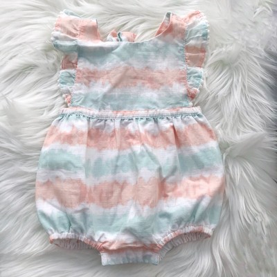 Tommy Bahama - Teal & pink ruffled sunsuit, sz 3-6 mos