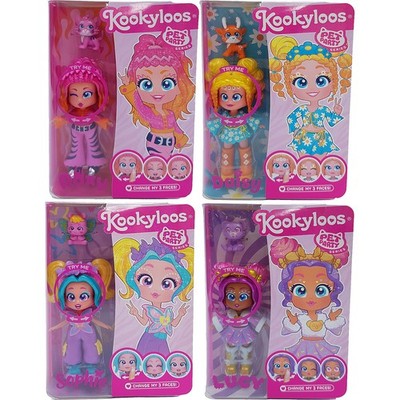 4x Kookyloos Doll Toy Pet Party Series Figure Sophie Roxy Daisy Lucy With Animal