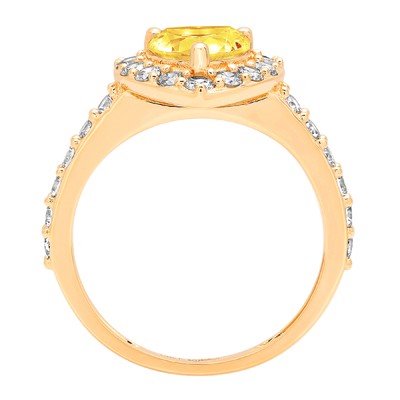 Pre-owned Pucci 2.25 Ct Heart Halo Natural Citrine Promise Bridal Wedding Ring 14k Yellow Gold