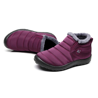Waterproof Winter Women Shoes Snow Boots Fur-lined Slip On Warm Ankle Shoes