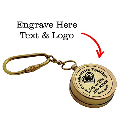 Brass Pocket Compass key Chain Nautical Engraving Any name Compass Lot of 10 pcs