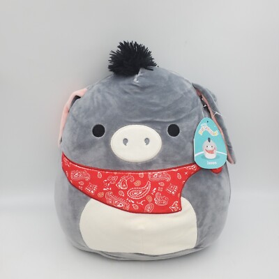 Squishmallow 12'' Jason The Donkey Farm Squad Red Bandana Mule