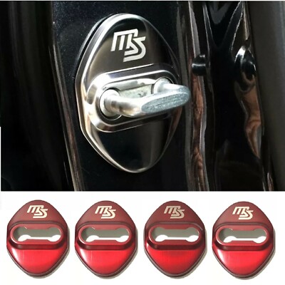 4x MAZDASPEED Red Stainless Steel Car Door Lock Protective Cover Case Sticker 