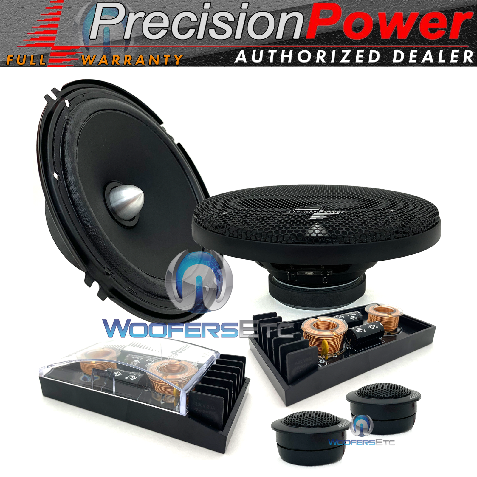 PRECISION POWER SC.65 6.5" 350W COMPONENT SPEAKERS SILK TWEETERS CROSSOVERS NEW