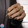 KQueenest Olive Green Press On Nails Short Coffin - Acrylic Press On Nails with Glue, Ballerina Medium Short Fake Nails Press ons, Glossy Opaque, Reusable Soft Gel Glue on Nails for Women, 30 Pcs