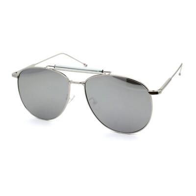 Pop Color Mirror Lens Oversize Tear Drop Pilots Metal Rim Sunglasses