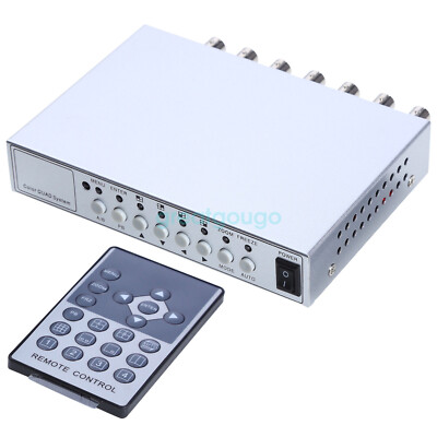 4CH Color QUAD System Video Splitter CCTV DVR Camera Processor Remote Control