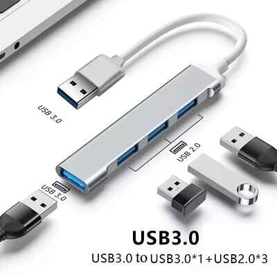 USB 3.0 Hub 4-Port USB Hub USB Splitter USB Expander for Laptops Flash Drive HDD