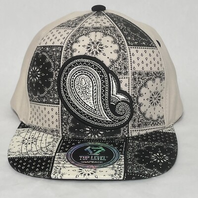 Top Level Baseball Cap Hat Bandana Embroidered Print Paisley Snapback Flat Bill