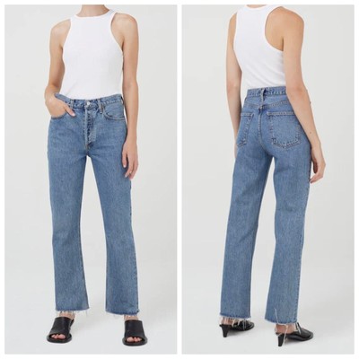 NEW AGOLDE Relaxed Boot Jean Mid Rise Static Raw Hem 100% Cotton Bootcut 26