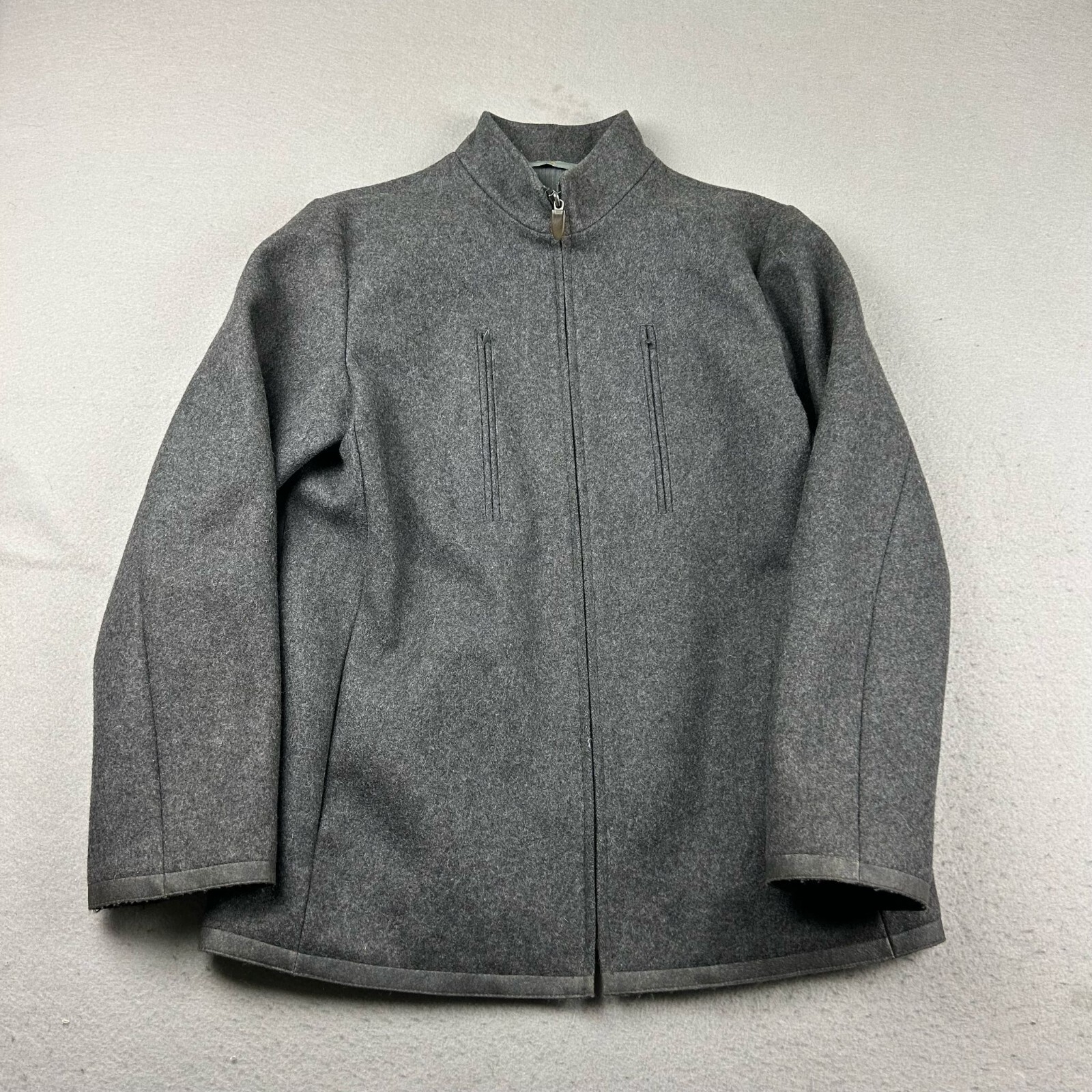VTG Mandarina Duck Jacket Women Medium Gray Wool Full Zip