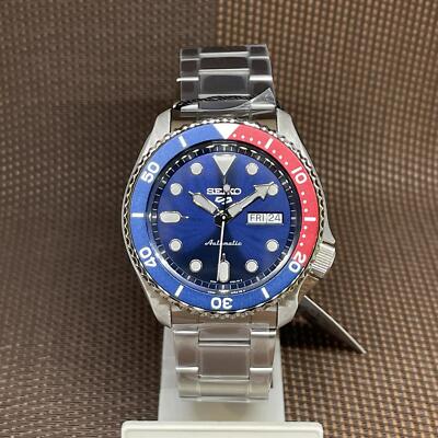 Pre-owned Seiko 5 Sports Srpd53k1 Automatic Pepsi Blue 24 Jewels Analog Men's Watch Srpd53