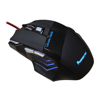  Gaming Mouse 7 Button USB Wired LED Breathing Fire Button 3200 DPI Laptop PC 