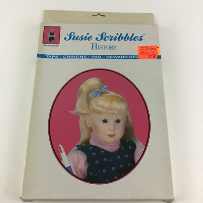 Susie Scribbles History Learning Tape Crayons Pad Reward Stickers Vintage 80s
